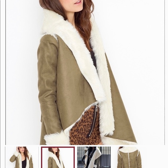 Unif army green faux fur coat - Picture 2 of 4